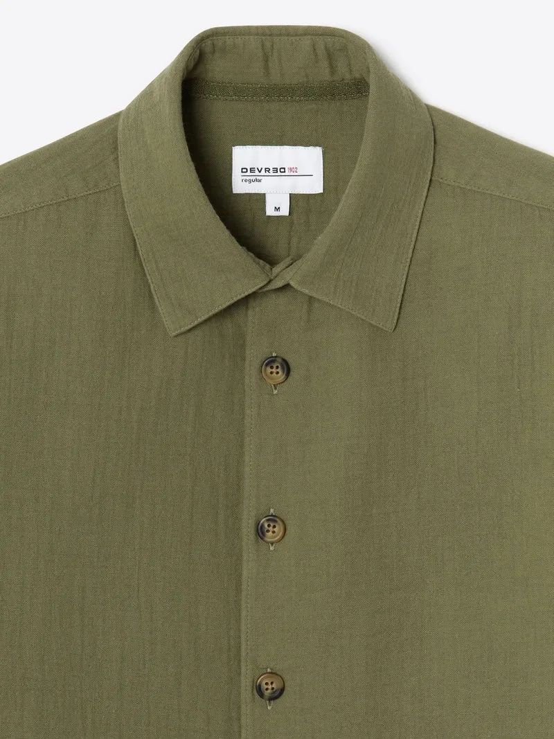Chemise regular en gaze de coton unie