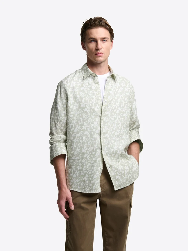 Chemise slim fleurie en lin
