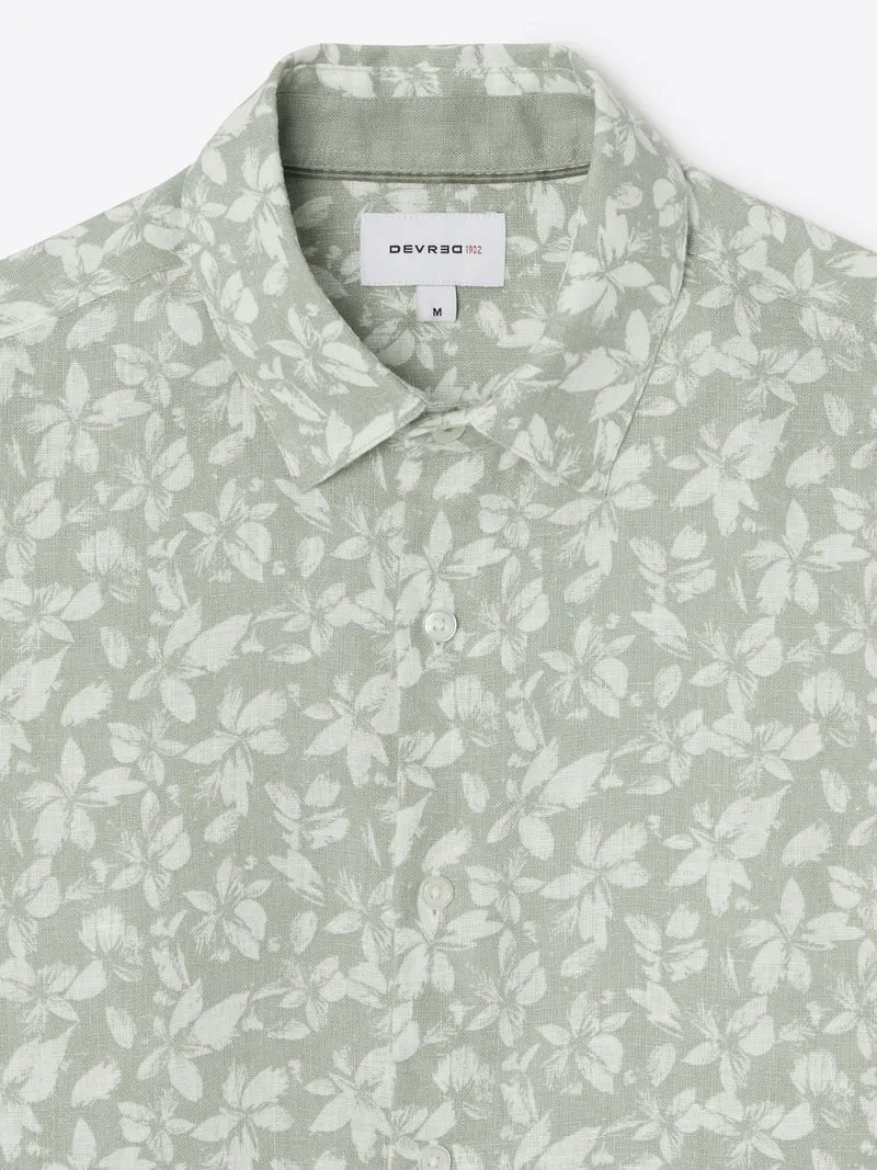 Chemise slim fleurie en lin