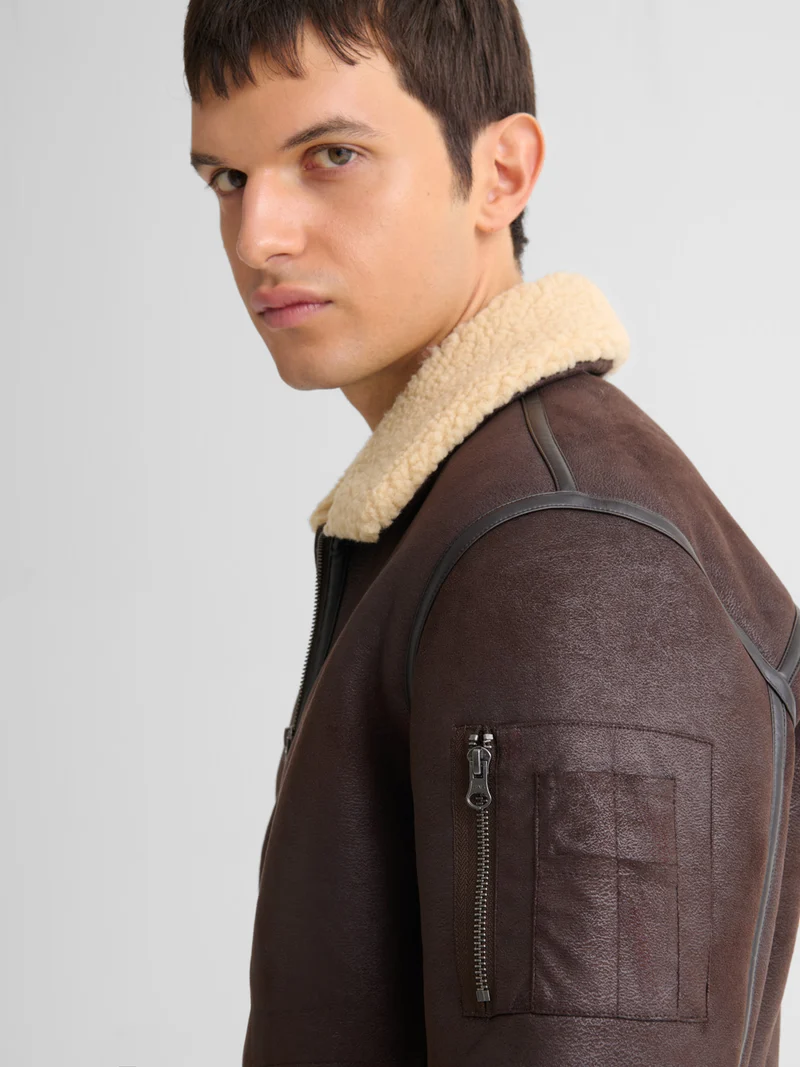 Blouson aviateur col sherpa