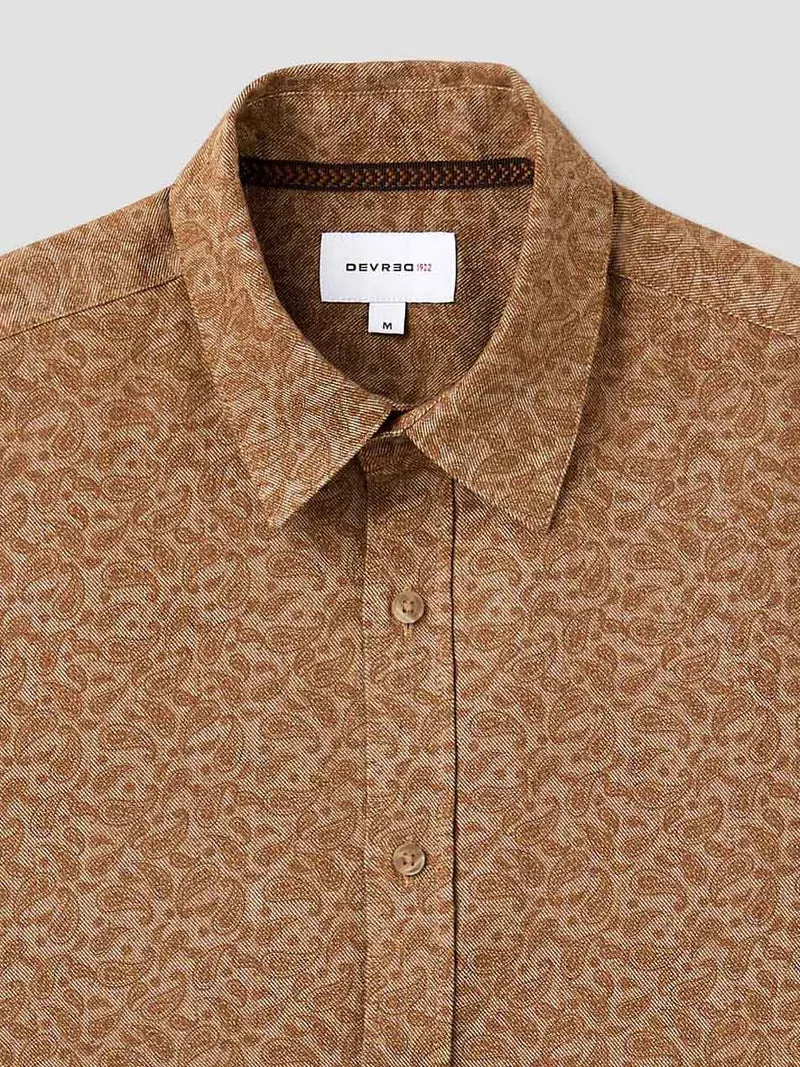 Chemise slim en coton lin à motif