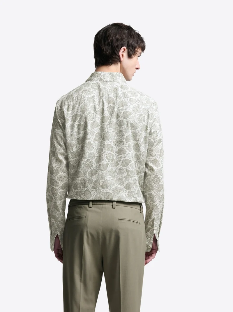 Chemise slim en coton bio fleurie