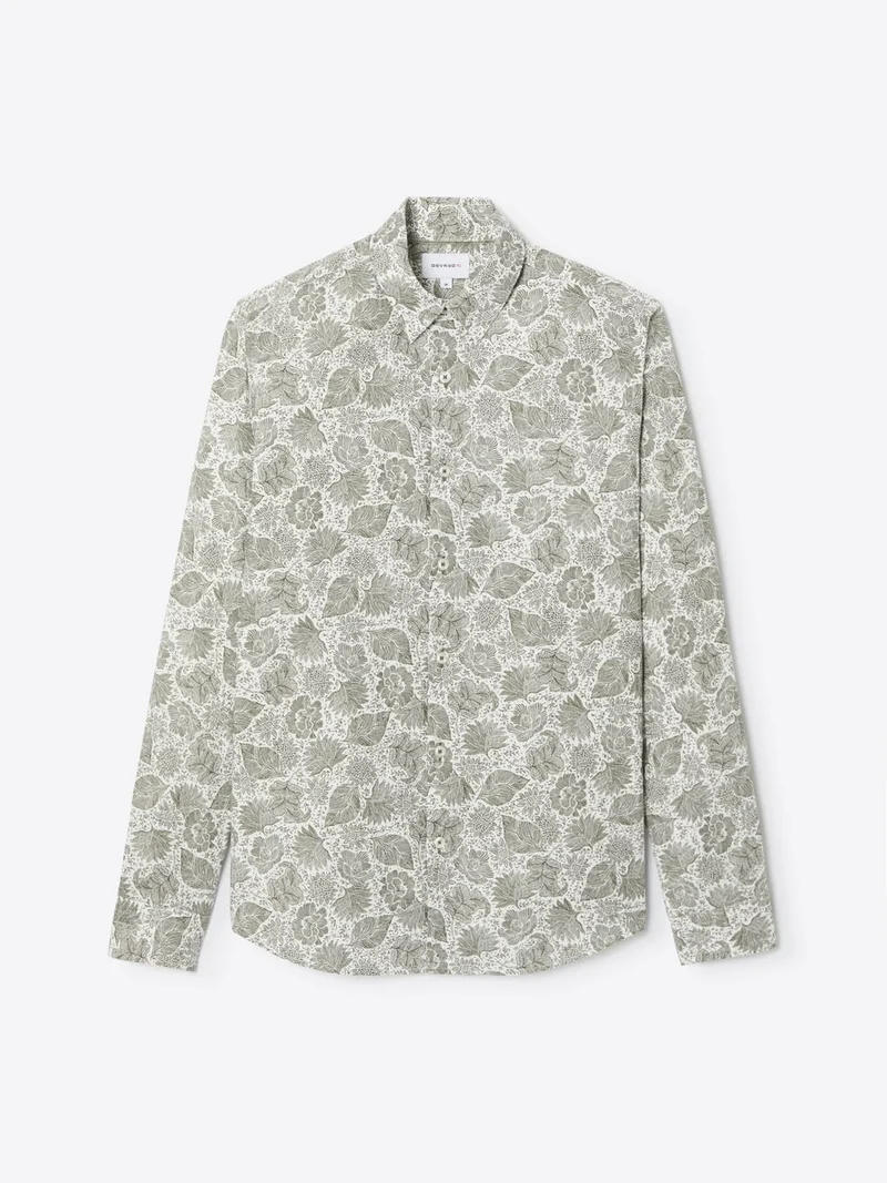 Chemise slim en coton bio fleurie