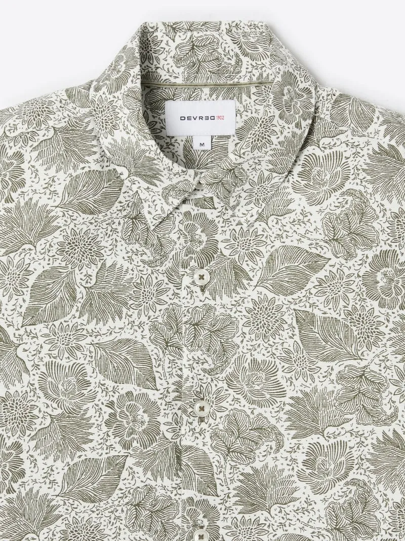 Chemise slim en coton bio fleurie