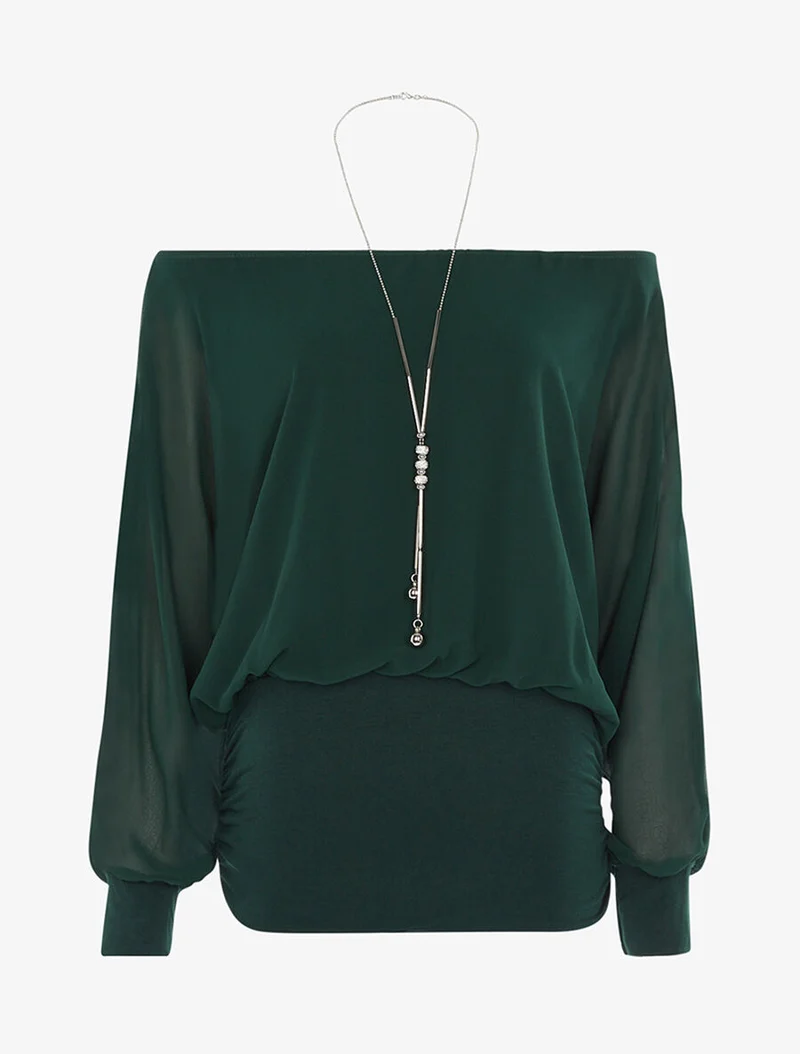 Top coupe boule bi matière - Vert