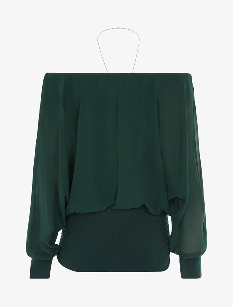 Top coupe boule bi matière - Vert