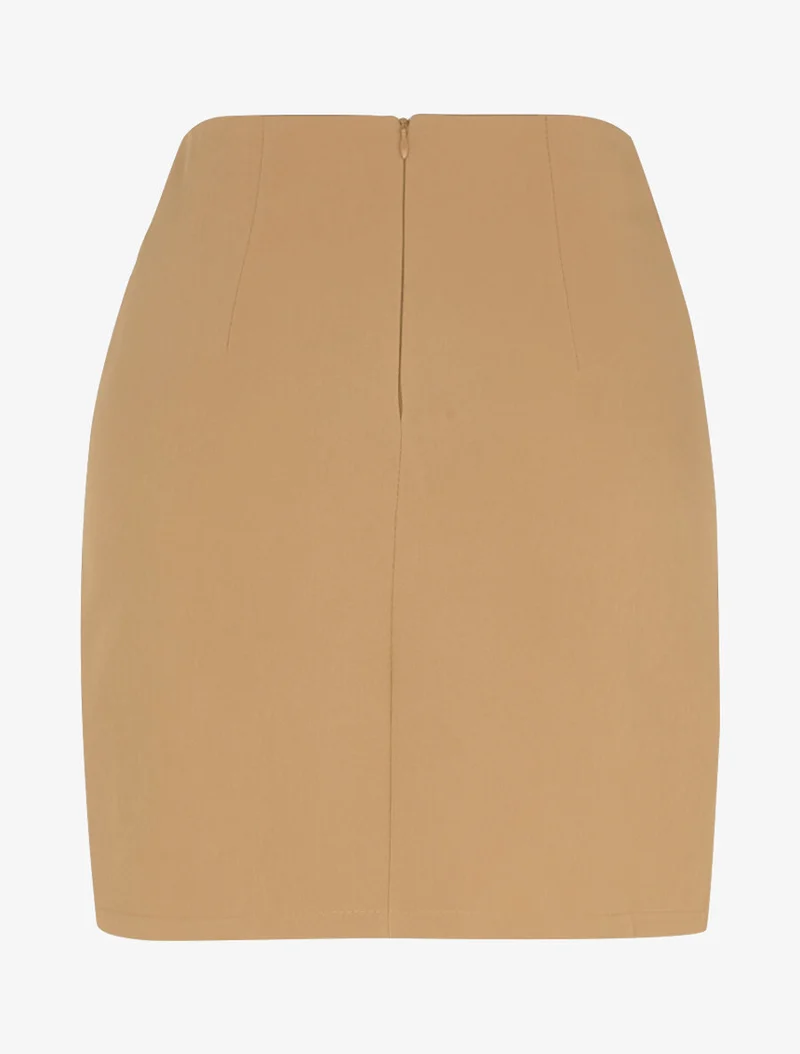 Mini jupe à ceinture bijou - Camel clair