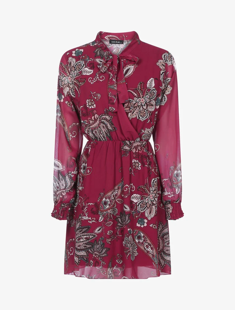 Robe à imprimé cachemire floral - Lie de vin