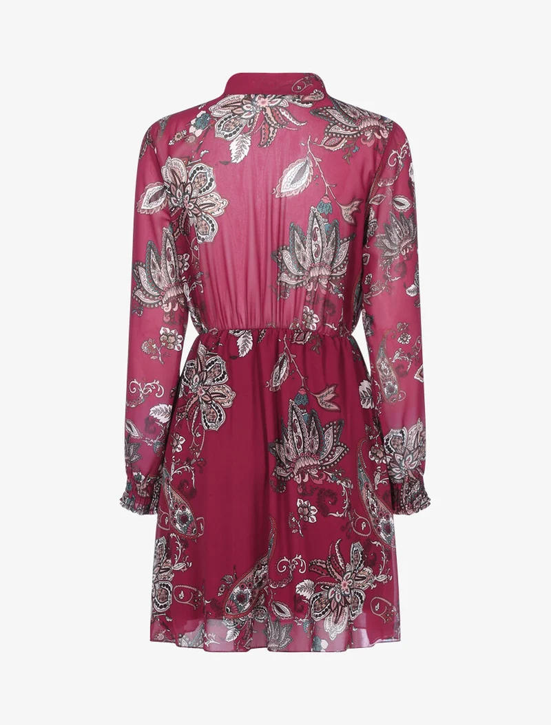 Robe à imprimé cachemire floral - Lie de vin