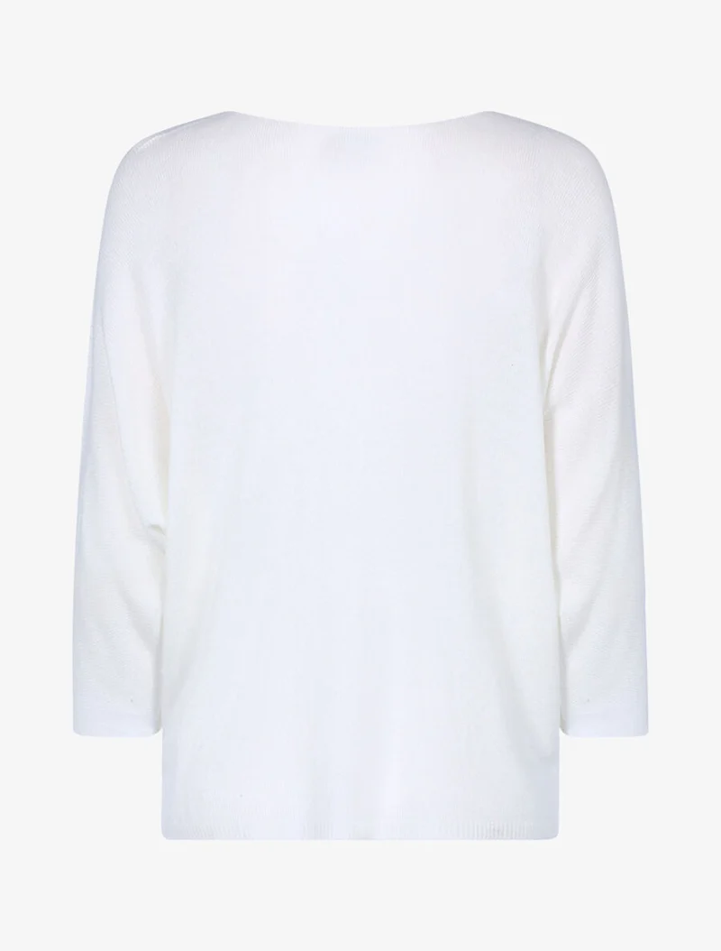 Top en maille fine à imprimés - Blanc
