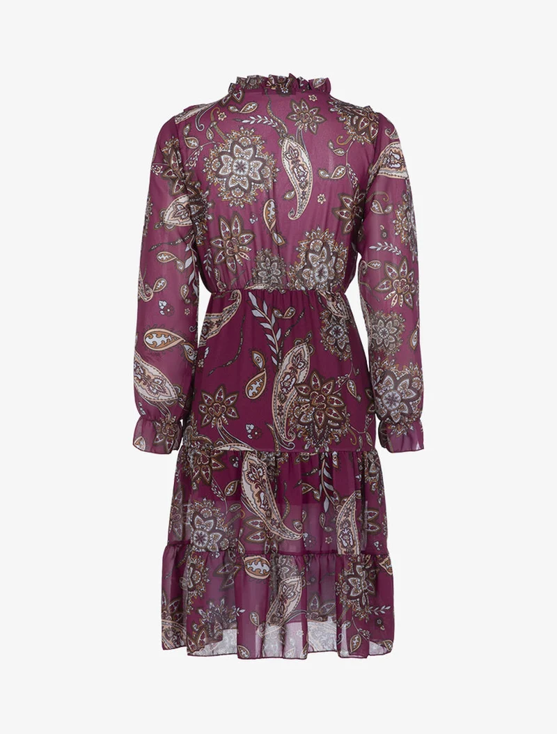 Robe volantée à imprimé cachemire - Violet