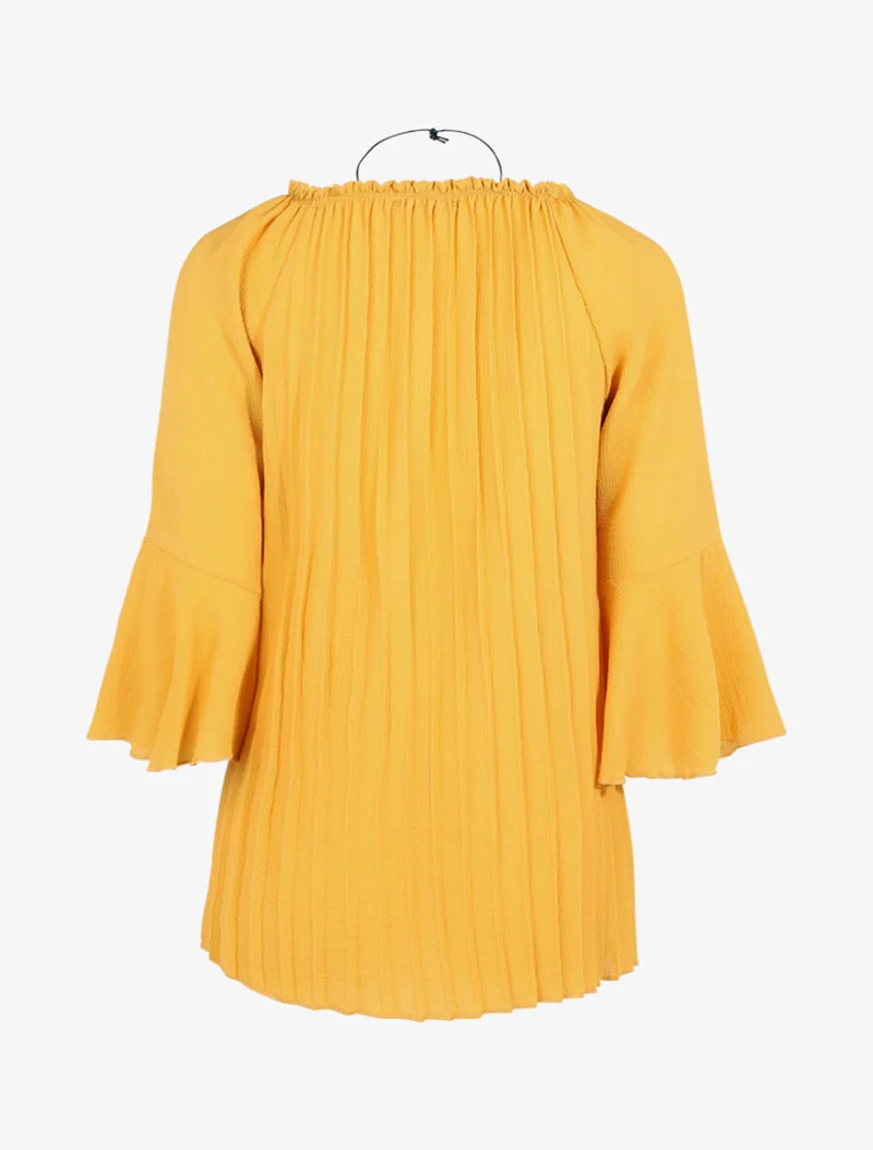 Blouse gaufrée avec sautoir - Jaune