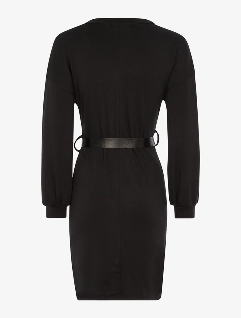 Robe sweat à manches ballon - Noir