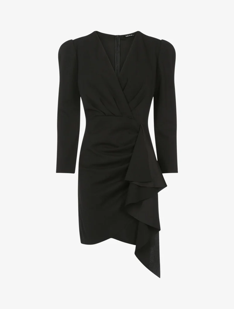 Robe à épaules larges et pans - Noir
