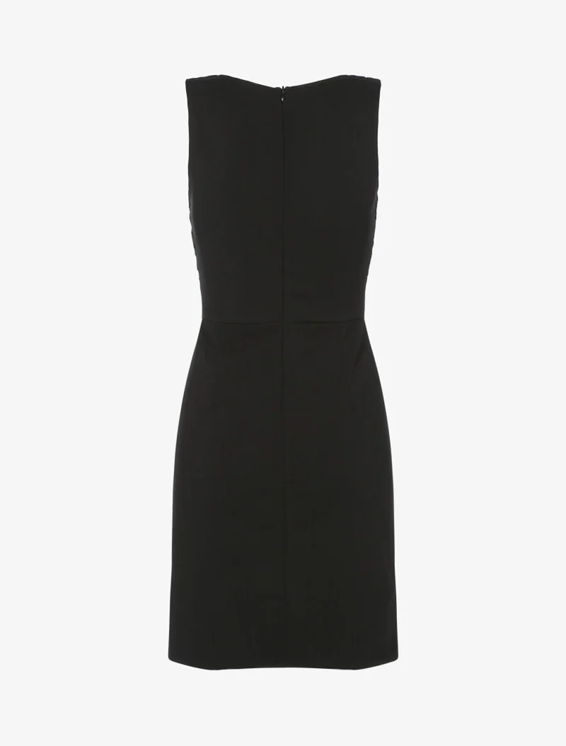 Robe fourreau buste dentelle et bas boutonné - Noir