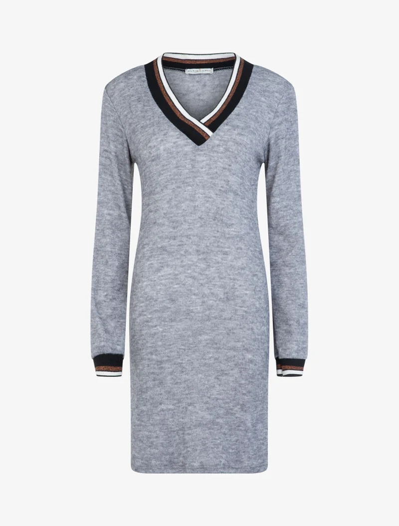 Robe en maille à bords contrastants - Gris foncé