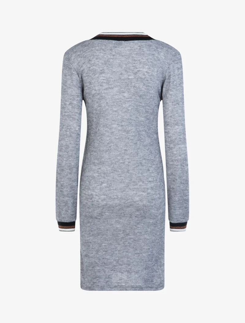 Robe en maille à bords contrastants - Gris foncé