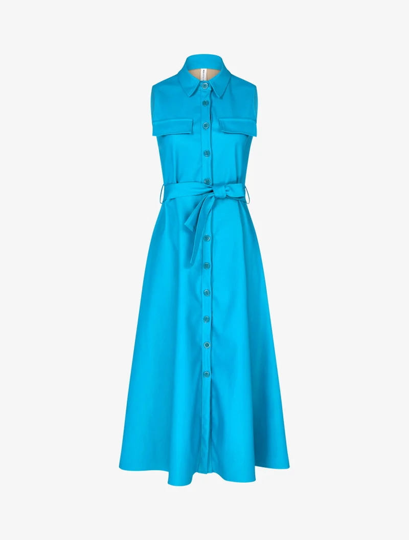 Robe chemise en simili - Turquoise