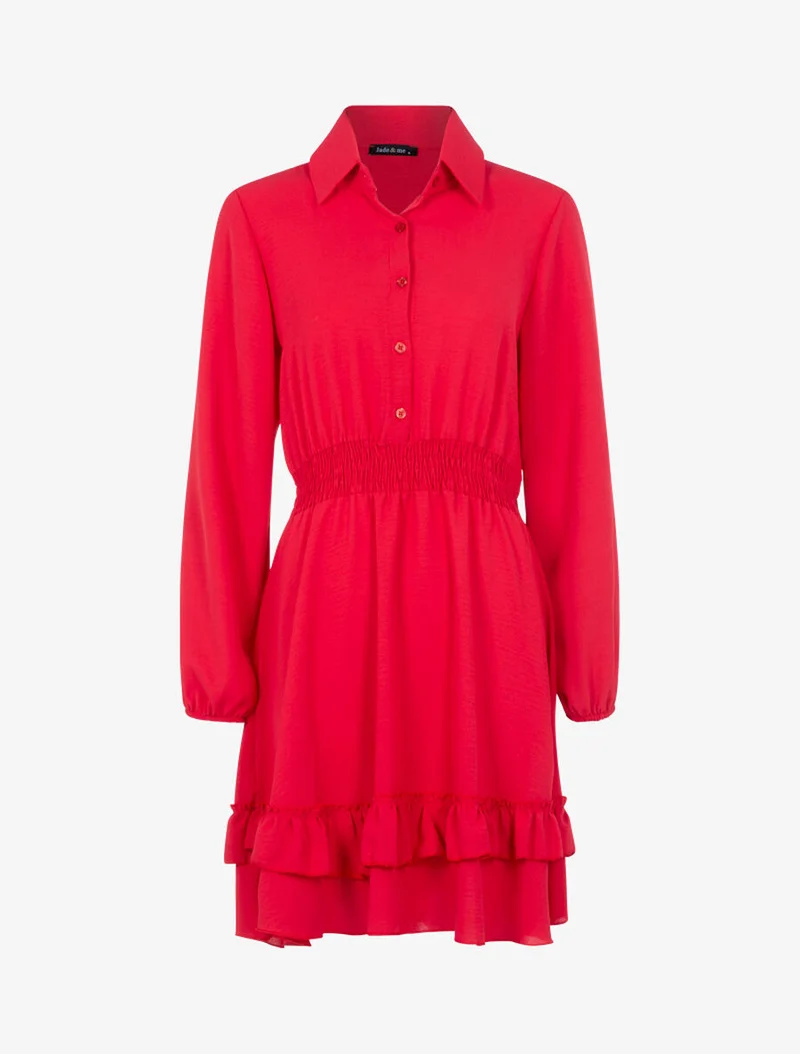 Robe patineuse à bord volanté - Rouge