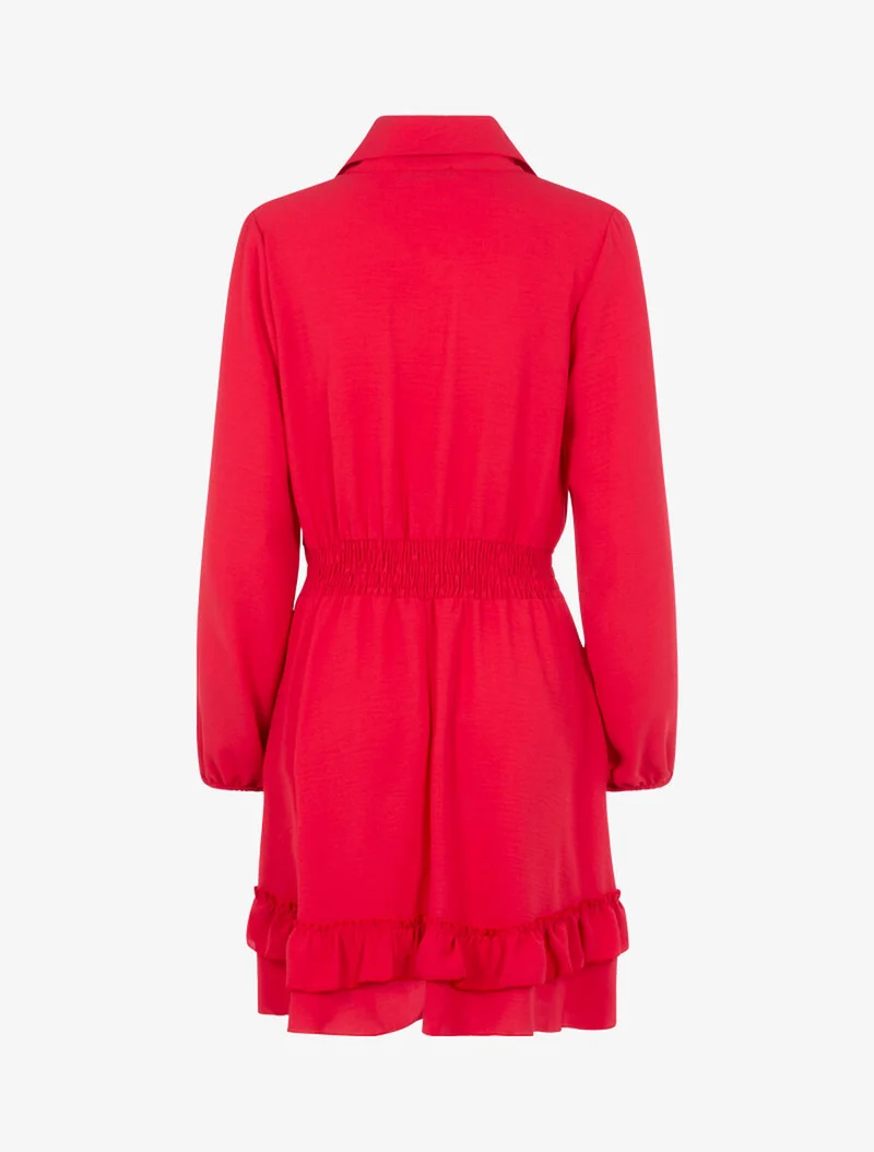 Robe patineuse à bord volanté - Rouge