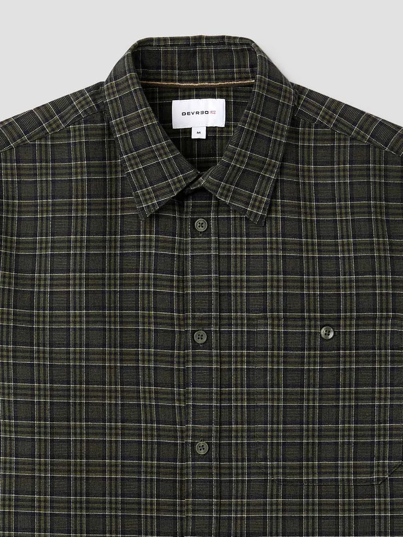 Chemise slim en coton à carreaux