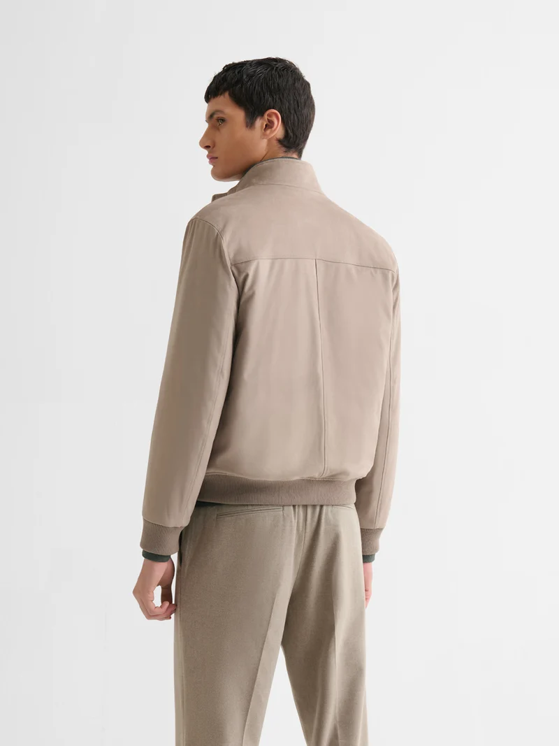 Blouson en suédine col montant