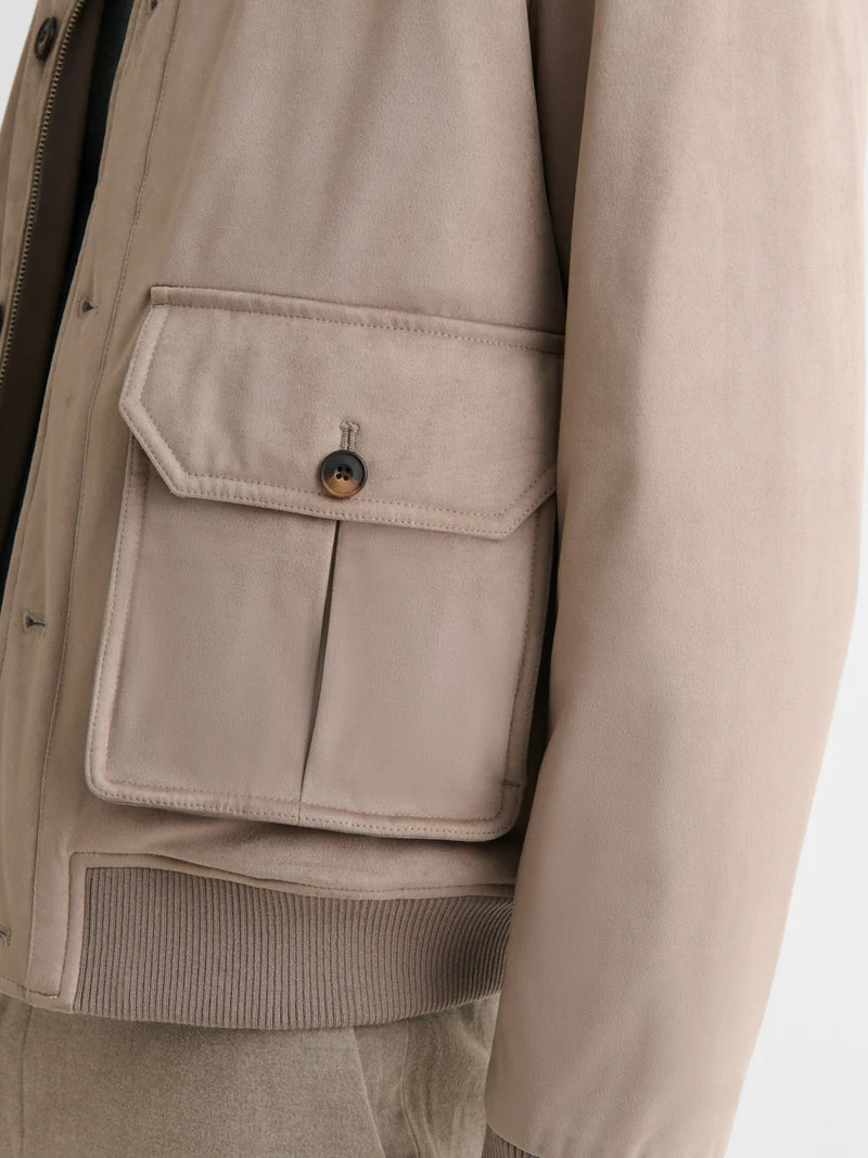 Blouson en suédine col montant