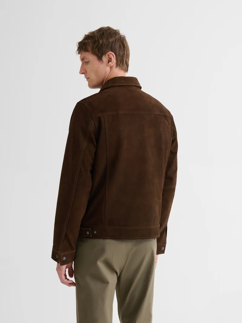 Blouson en cuir col chemise