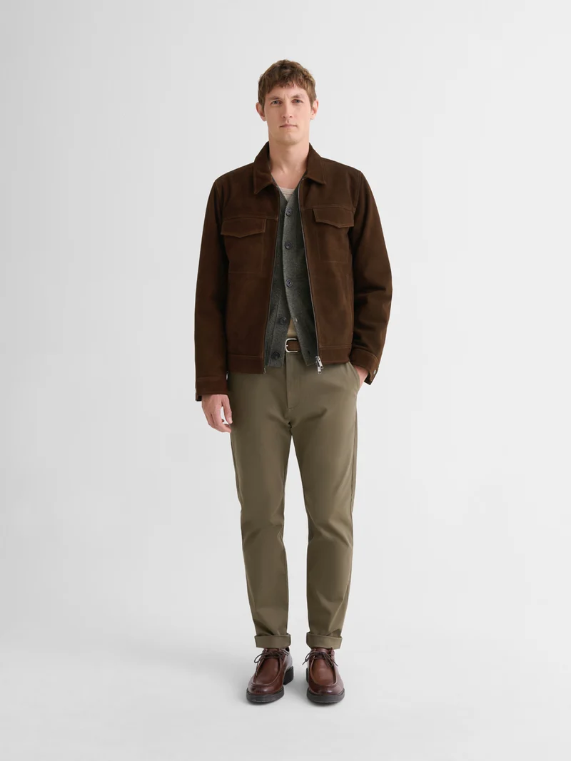 Blouson en cuir col chemise
