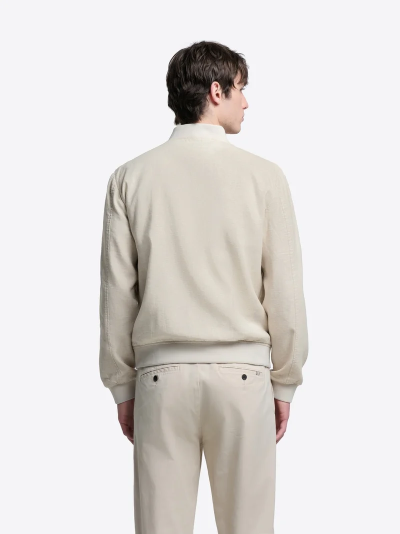 Blouson en coton lin col teddy