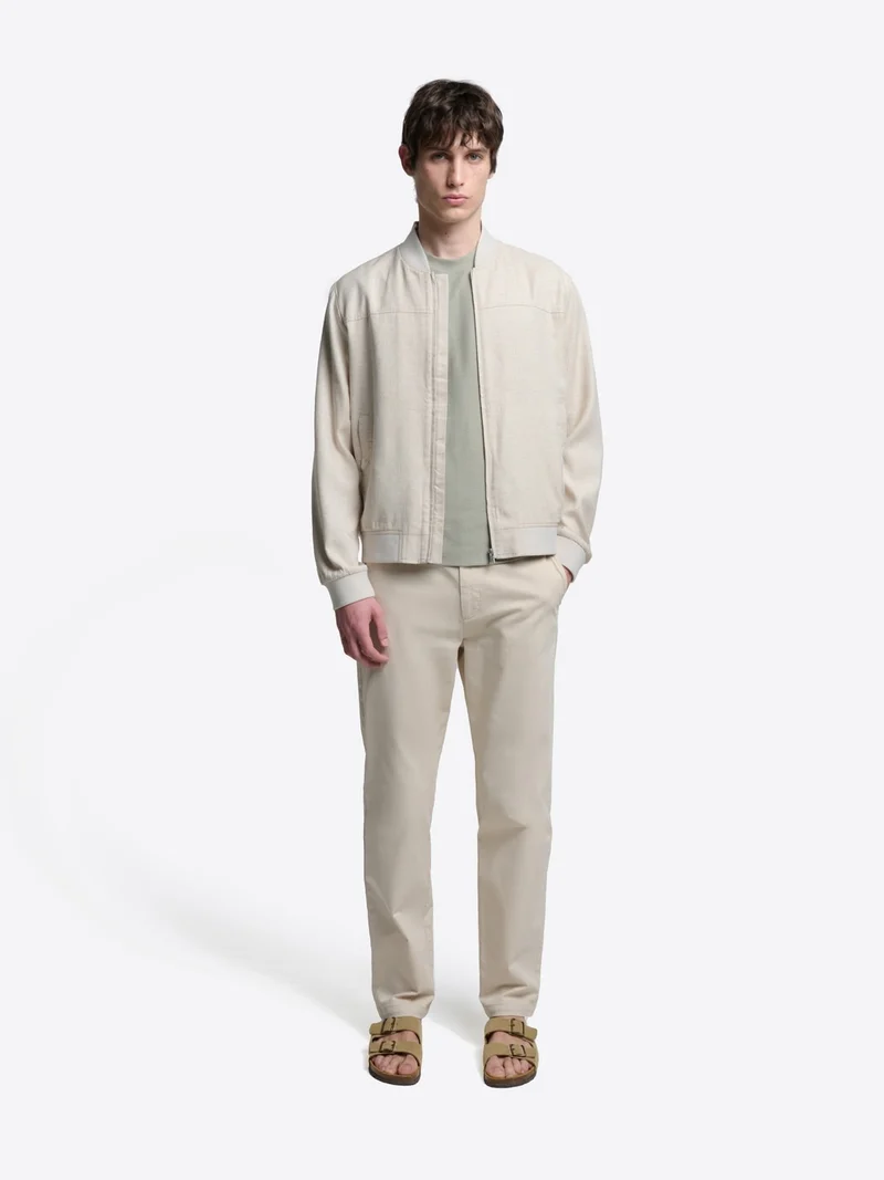 Blouson en coton lin col teddy