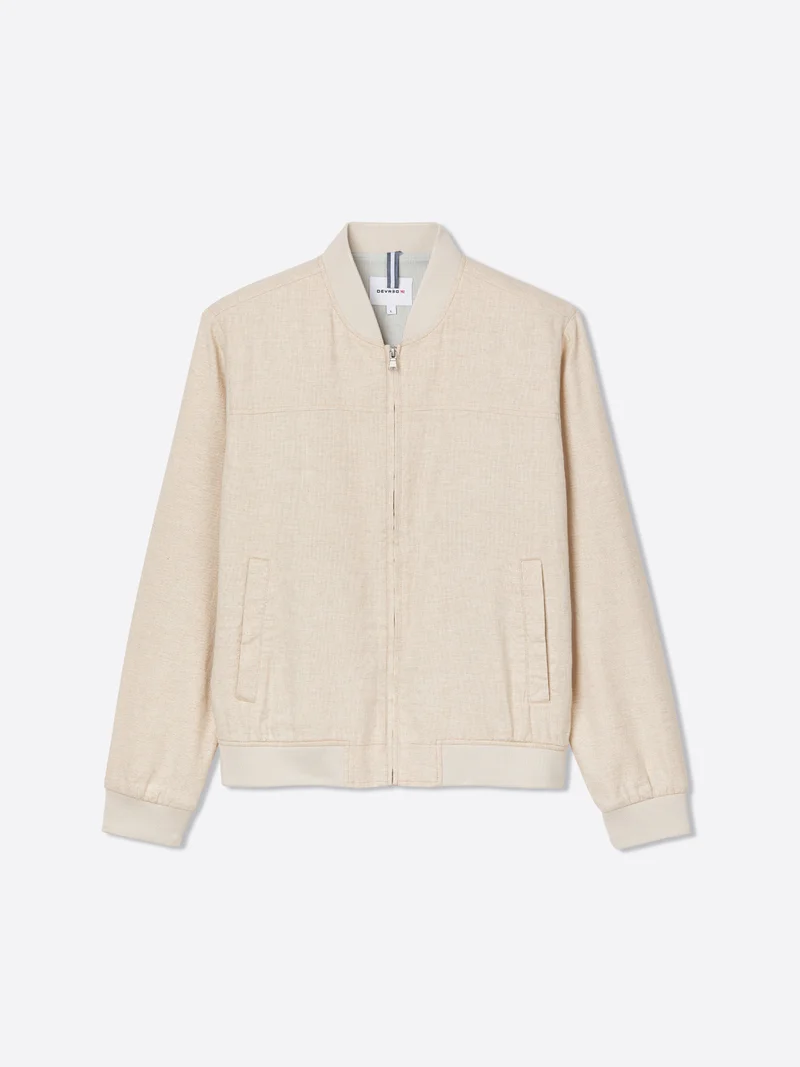 Blouson en coton lin col teddy