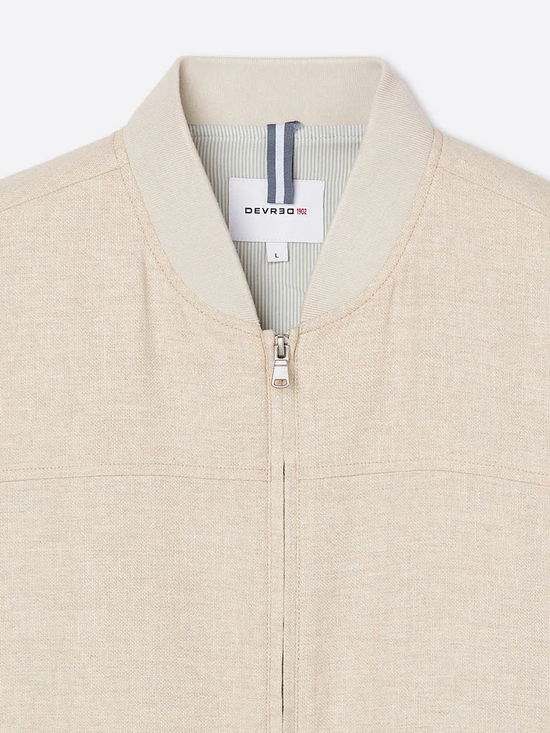Blouson en coton lin col teddy