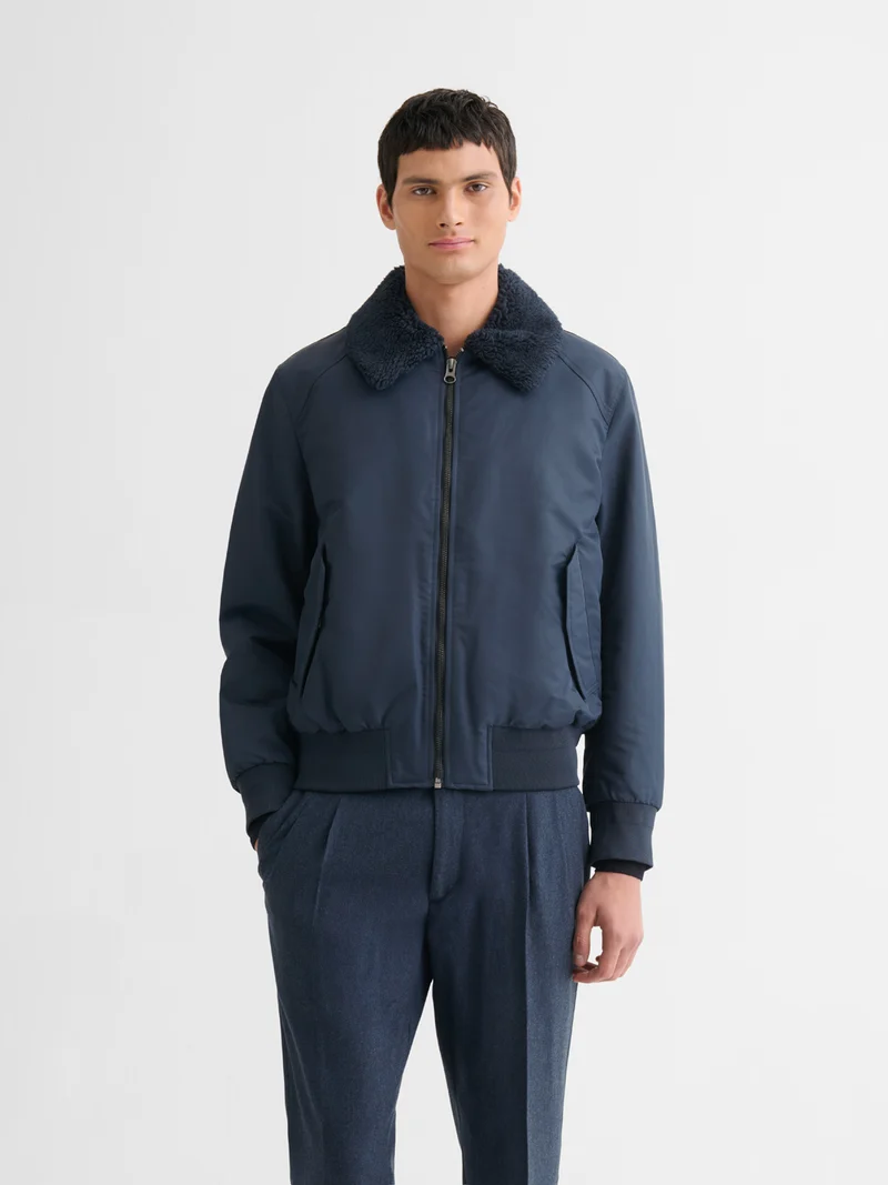 Blouson bomber à col sherpa