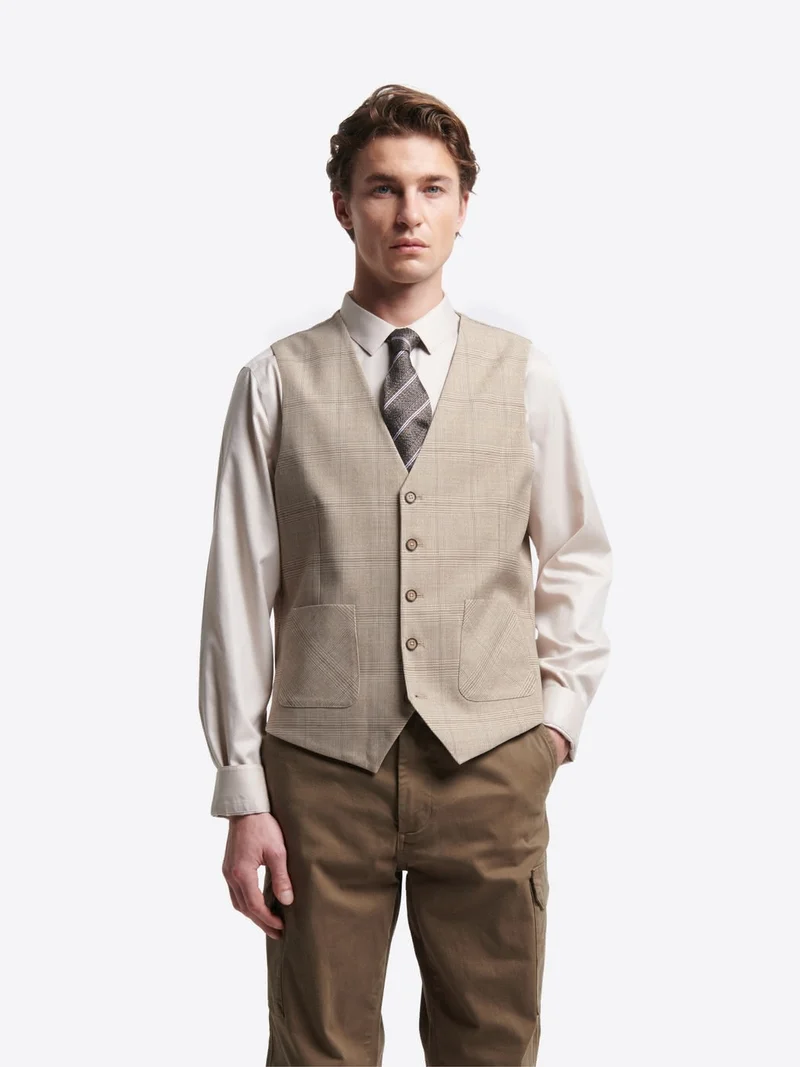 Gilet de costume bistretch à carreaux