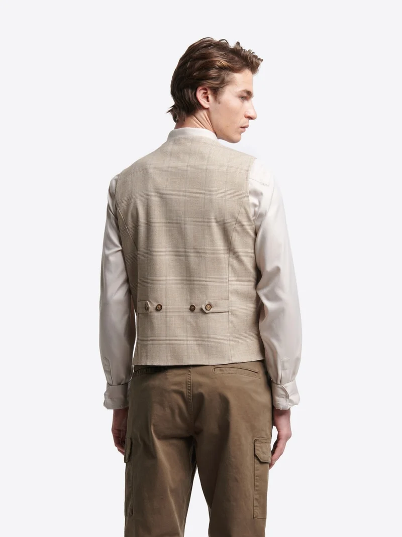 Gilet de costume bistretch à carreaux