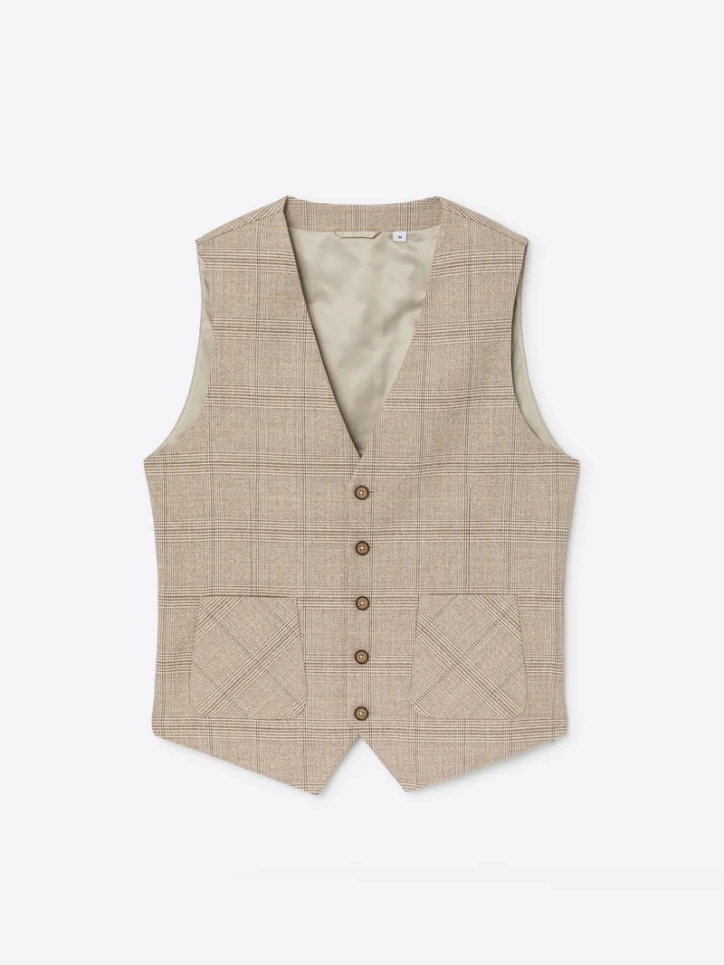 Gilet de costume bistretch à carreaux