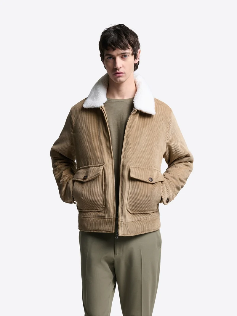 Blouson en velours col sherpa