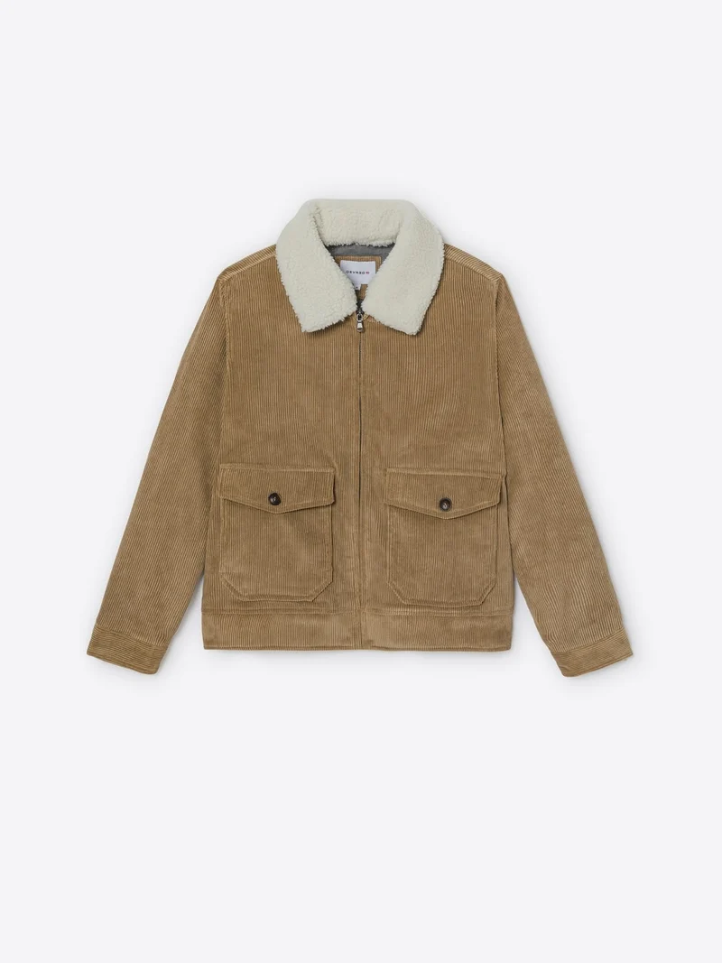 Blouson en velours col sherpa