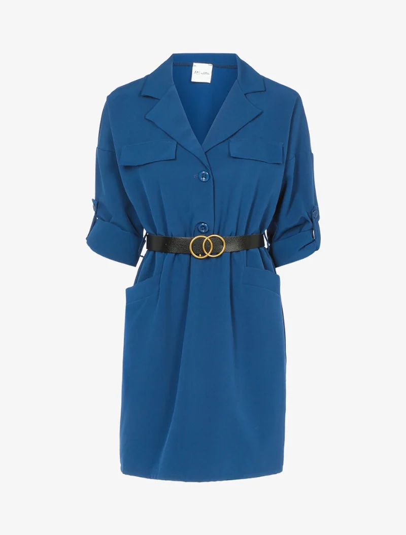 Robe à buste style chemise - Bleu charrette