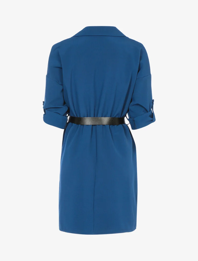 Robe à buste style chemise - Bleu charrette