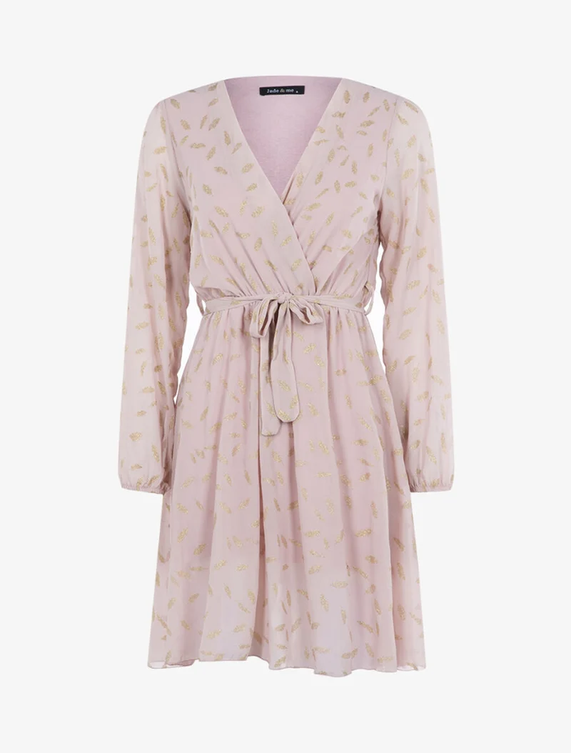 Robe à imprimé feuilles irisées - Rose
