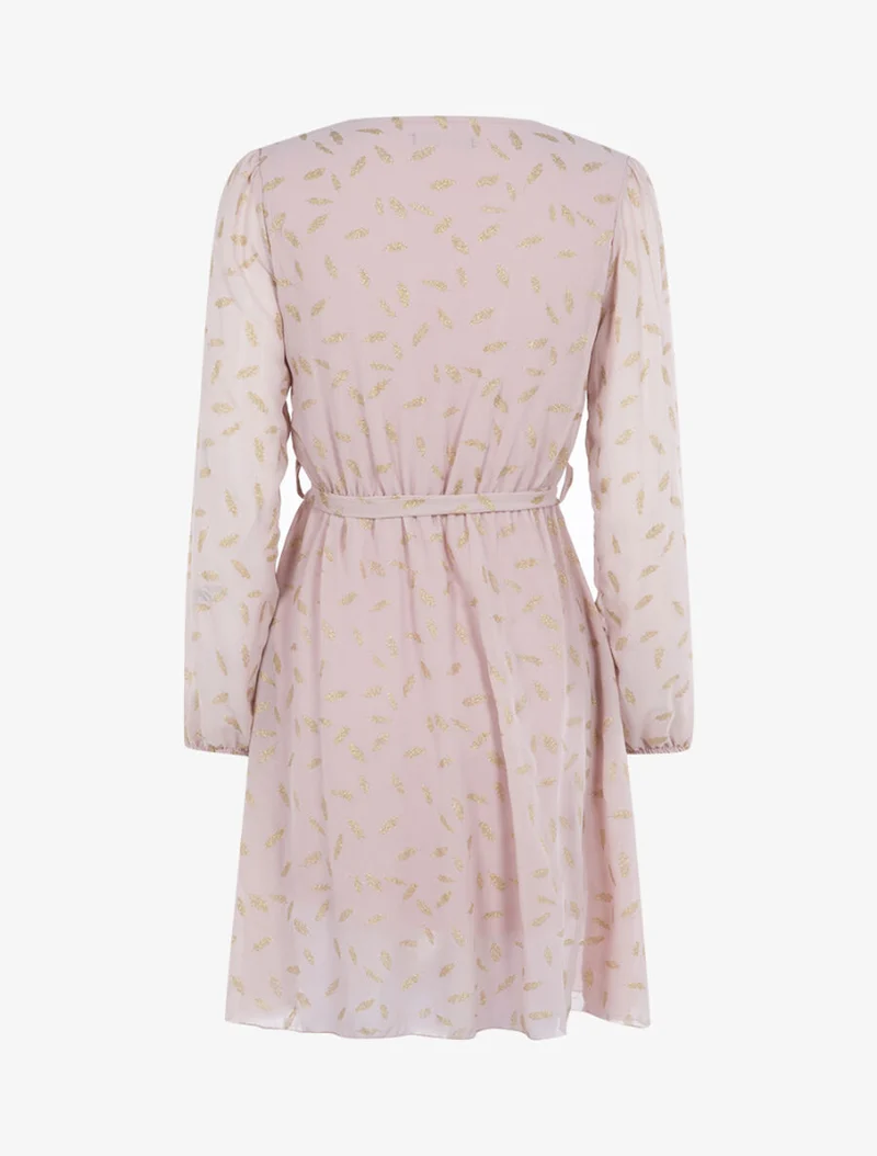 Robe à imprimé feuilles irisées - Rose