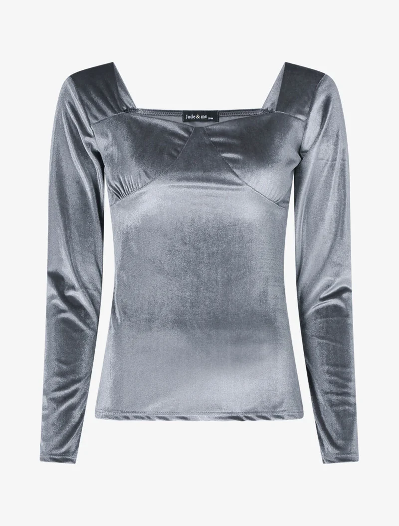 Top effet velours - Gris foncé