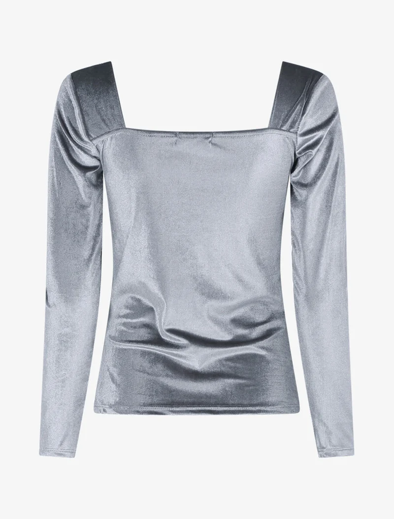 Top effet velours - Gris foncé