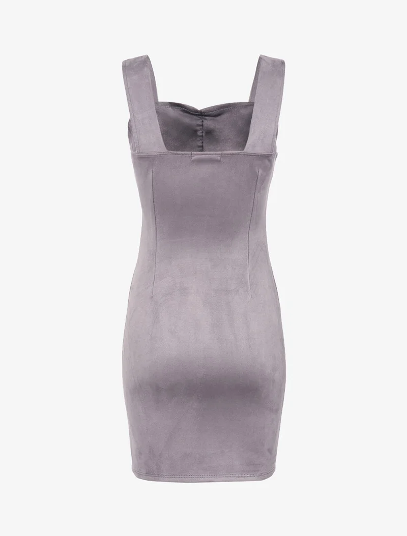 Robe fourreau suédée - Gris foncé