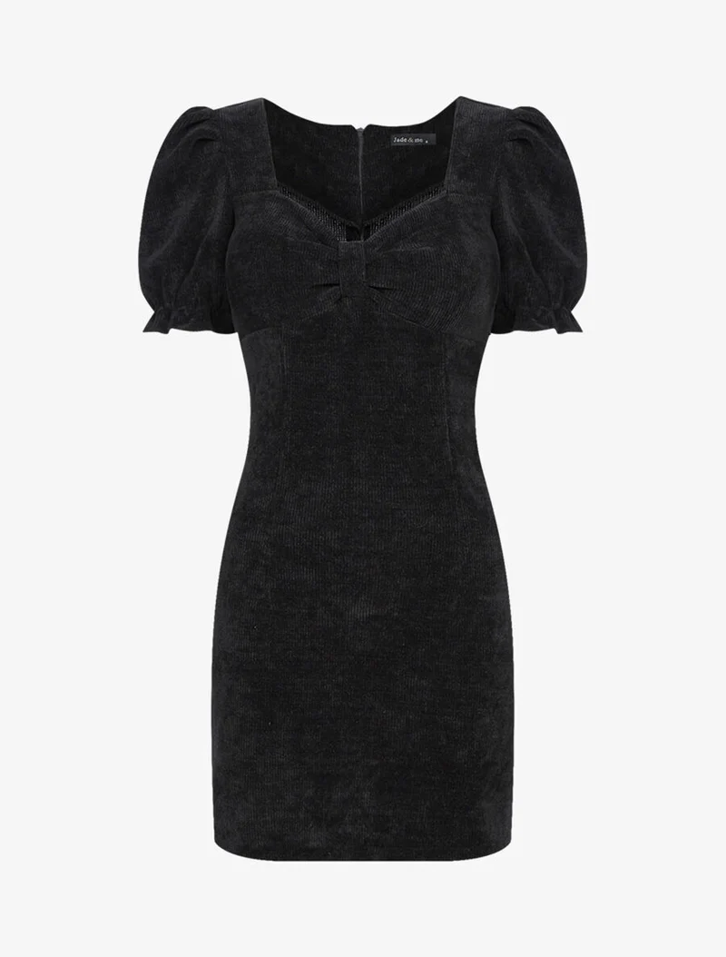 Robe fourreau en velours côtelé - Noir