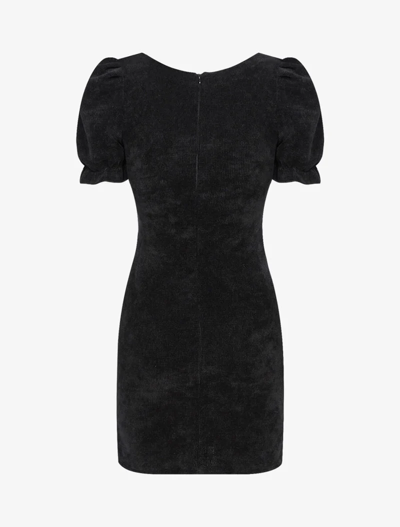Robe fourreau en velours côtelé - Noir