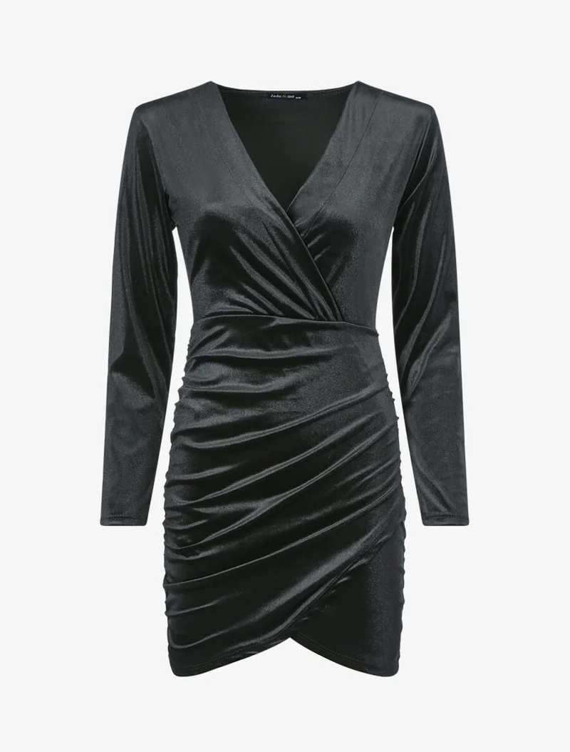 Tunique style robe effet velours - Noir