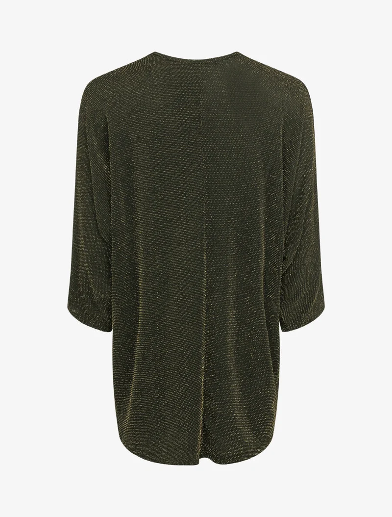 Top dolman pailleté à encolure zippée - Or